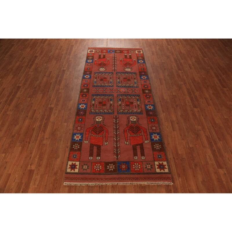 Tribal Kazak Indian Runner Rug Hand-Knotted Wool Carpet - 3'11"x 9'10"