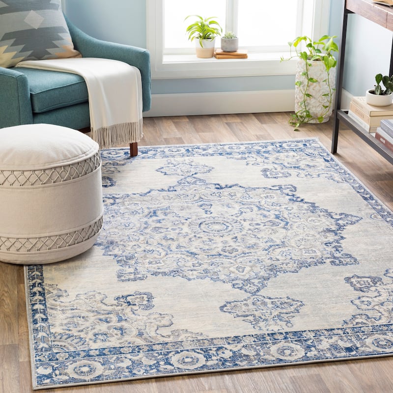 Livabliss Muradbegovic Persian Medallion Area Rug - Navy/Grey - 8'10" x 12'3"