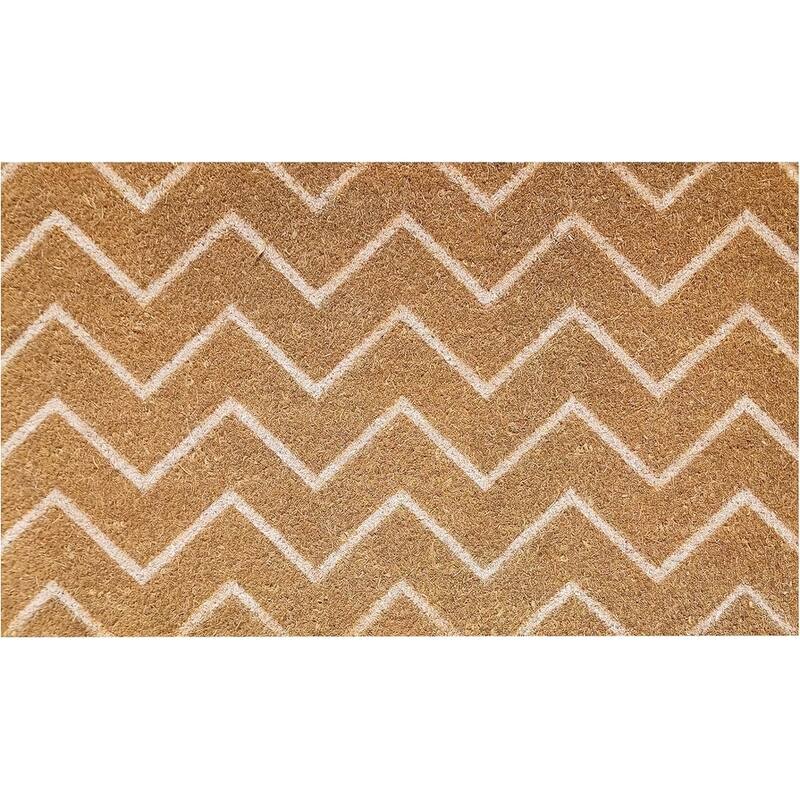 A1HC Natural Coir Doormat with Classic Design PVC Backing low Pile 18"X30" Front Outdoor Double Doormat - Chevron