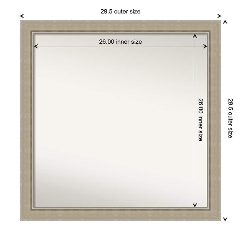 Mezzo Silver Non-Beveled Wood Framed Wall Mirror - Mezzo Silver - Glass Size 26x26