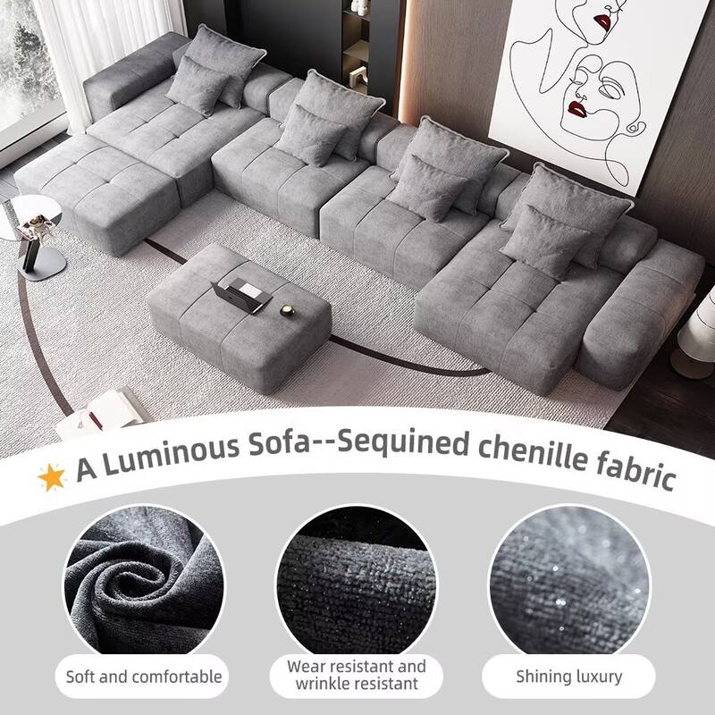 Oversized Modular Sectional Sofa,Sparkling Chenille Fabric,DIY Sofa