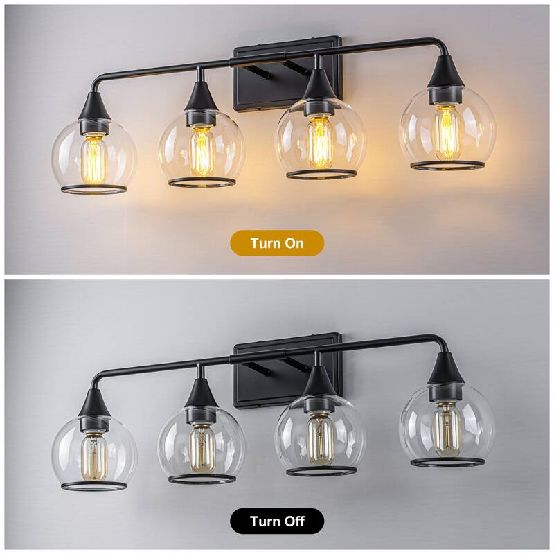 Starsky 3/4 Lights Modern Vanity Light Clear Globe Glass Shades