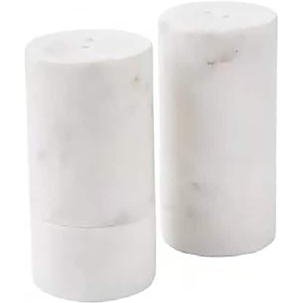 slide 1 of 1, Natural White Marble Salt & Pepper Shaker Set 1.75" Diameter Season Your Meals In Style Multi