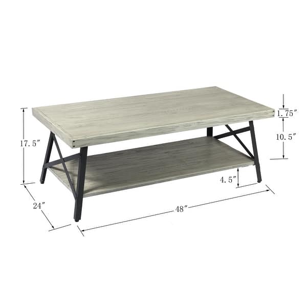 dimension image slide 2 of 5, Carbon Loft Oliver Rustic Wood Coffee Table