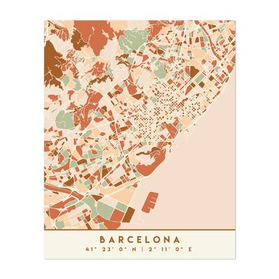 Barcelona Catalonia Spain Maps City Cityscape Home Art Print/Poster ...