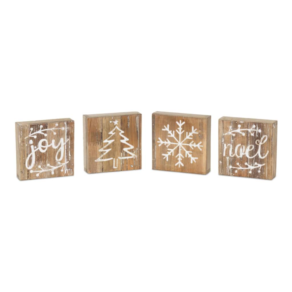 Wooden Christmas Tabletop Plaques - 6" - Set of 8