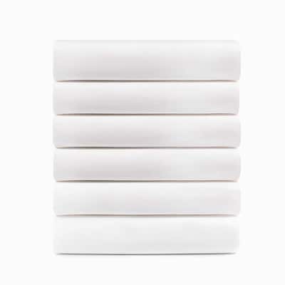 Superior Cotton Blend Hotel Quality White Fitted Sheet Set of 6