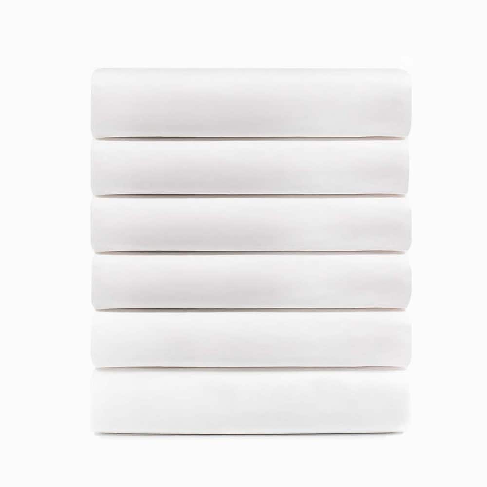 Superior Cotton Blend Hotel Quality White Fitted Sheet Set of 6