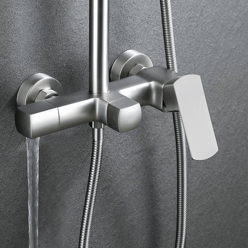 47"H Solid Brass Wall-Mounted Exposed Shower System with Tub Spout (Valve Included)