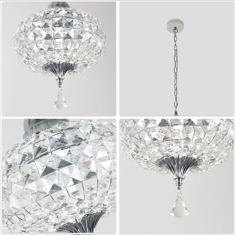 Bella Depot 11" Modern Crystal Dimmable Chandelier Luxuruy Lantern Pendant Light for Living Room Kitchen Island Hallway