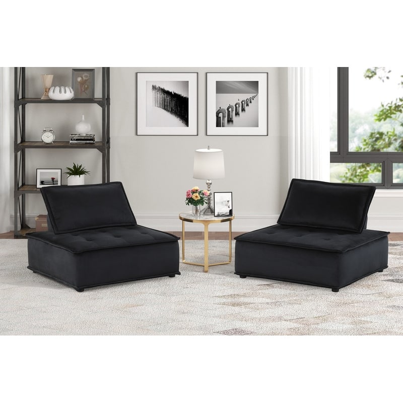 Anna Velvet Set of 2 Armless Lounge Chair