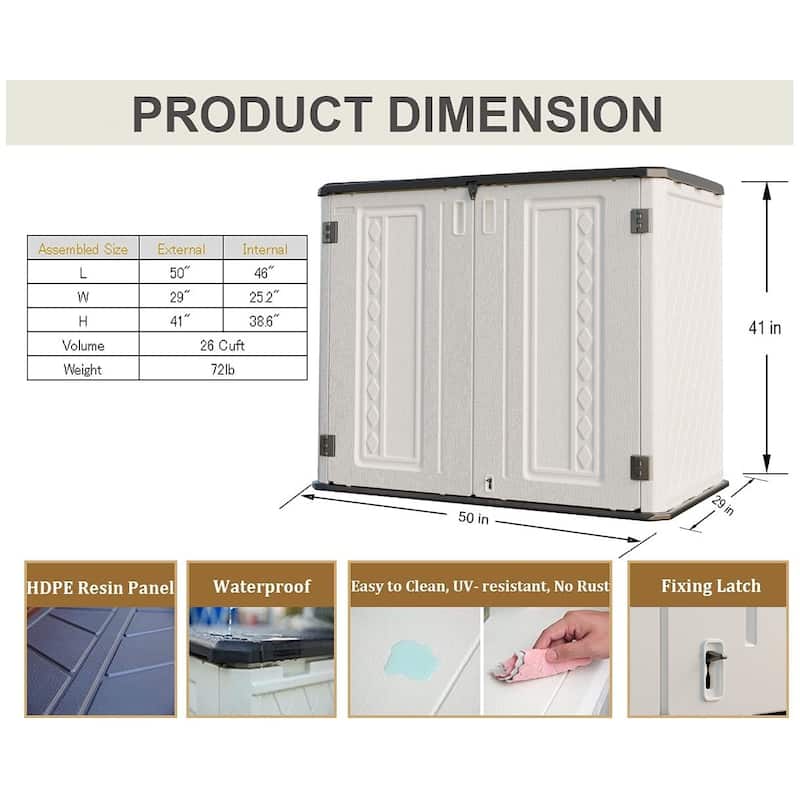 Outdoor Resin Deck Box Storage Shed for Garden,Patios,Backyards,Tools