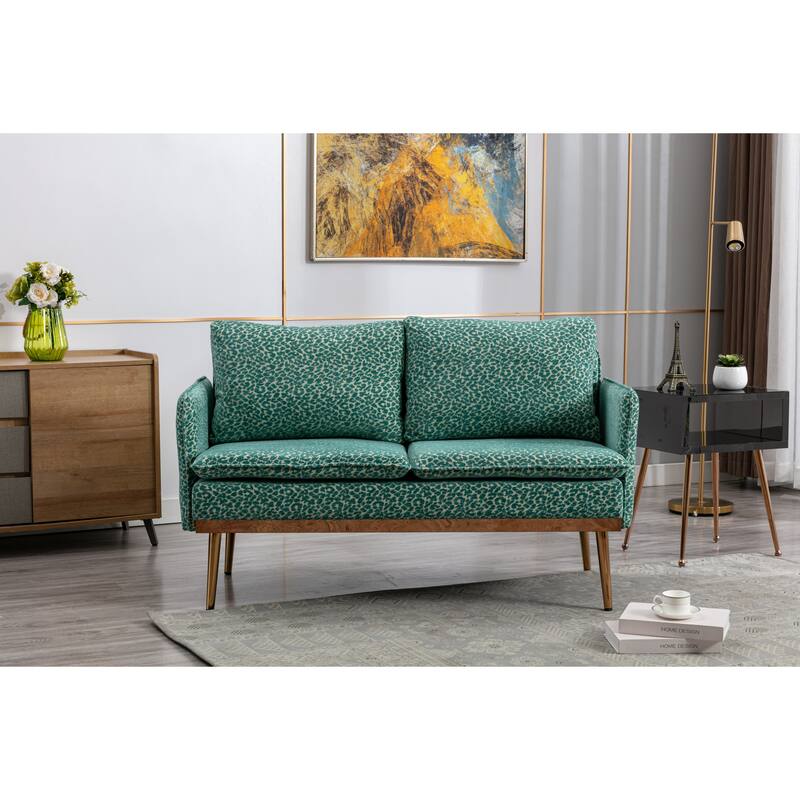 Polyester Upholstered Living Room loveseats sofa With Golden Legs