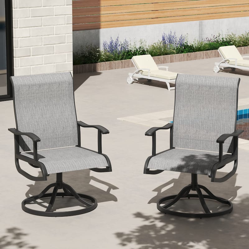 Outdoor Swivel Patio Dining Chairs Set of 2/4/6/8, All Weather Patio Textilene Chair High Back Outdoor Swivel Rocker Set - 2 PCS