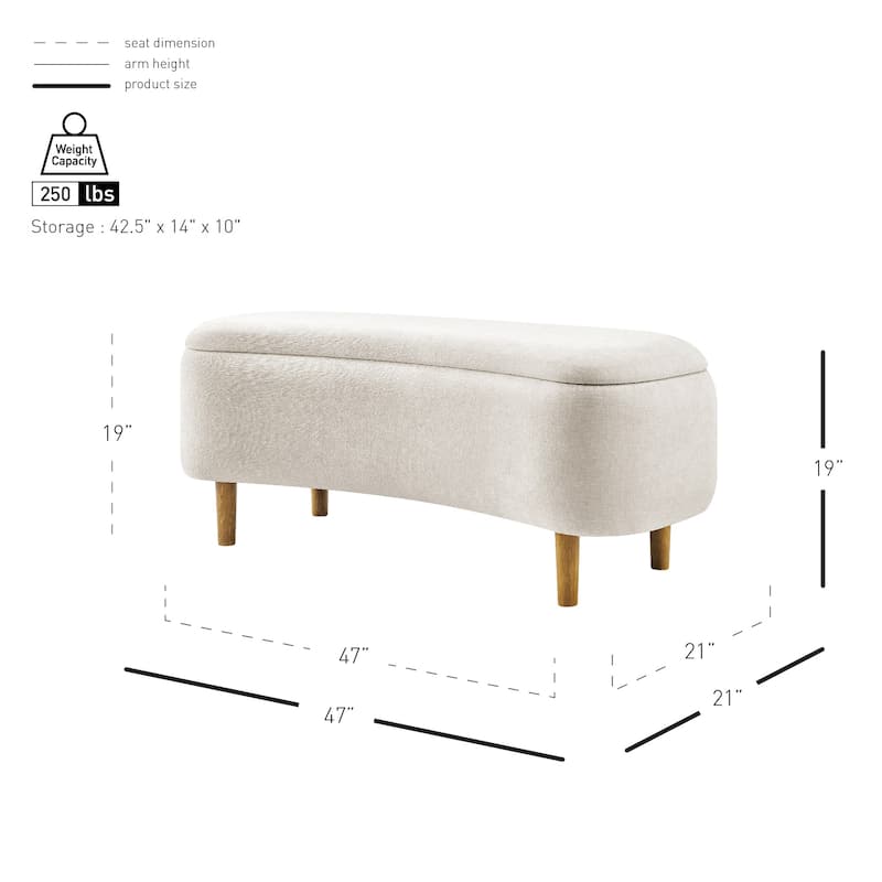 NPD Furniture Leony Chenille Storage Bench