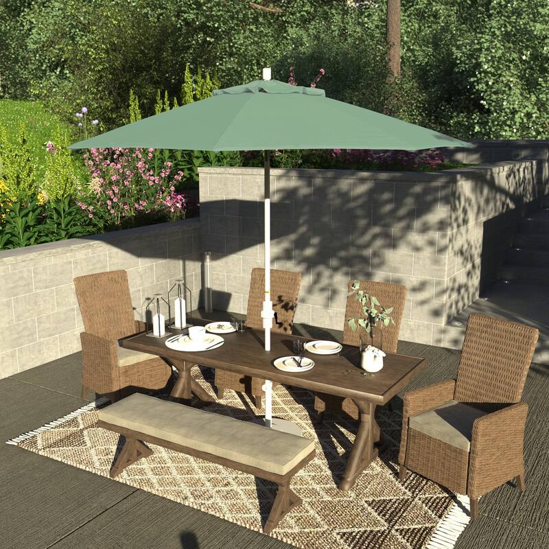 California Umbrella 9' Rd. Aluminum/Fiberglass Rib Patio Umb, Deluxe Crank Lift/Collar Tilt, White Finish, Pacifica Fabric