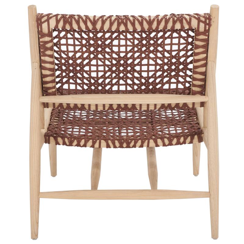 SAFAVIEH Bandelier Open Leather Weave Squared Accent Chair. - 26" W x 32" D x 31" H