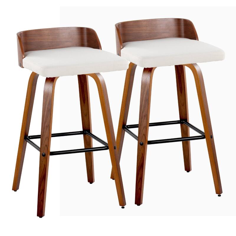 Carson Carrington Marstrand 30" Fixed-Height Bar Stool with Bent Wood Legs & Square Footrest (Set of 2)
