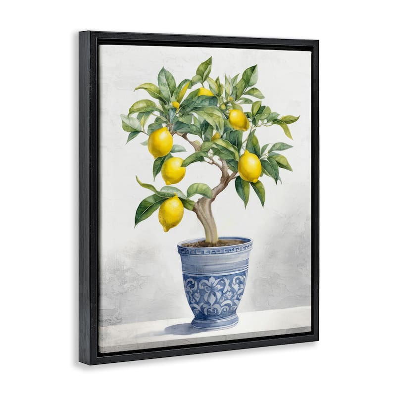 Stupell Traditional Potted Lemon Tree Framed Floater Canvas Wall Art Design By Kim Allen