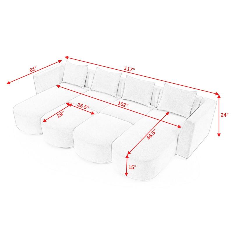 Modular U Shape Sectional Sofa, DIY Combination Sectional Couch with 2