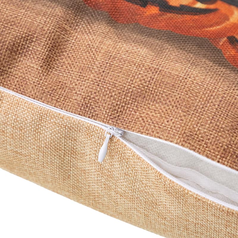 Glitzhome 18"L Faux Burlap Fall Thanksgiving Pumpkin Pillow Halloween Decor