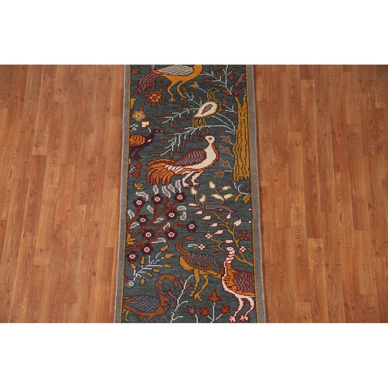 Animal Pictorial Ziegler Accent Rug Hand-Knotted Wool Carpet - 2'6"x 6'0"