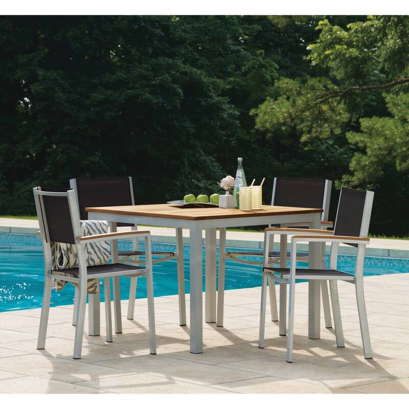 Oxford Garden Travira 5 Piece 39 inch Natural Tekwood Dining Set - Black