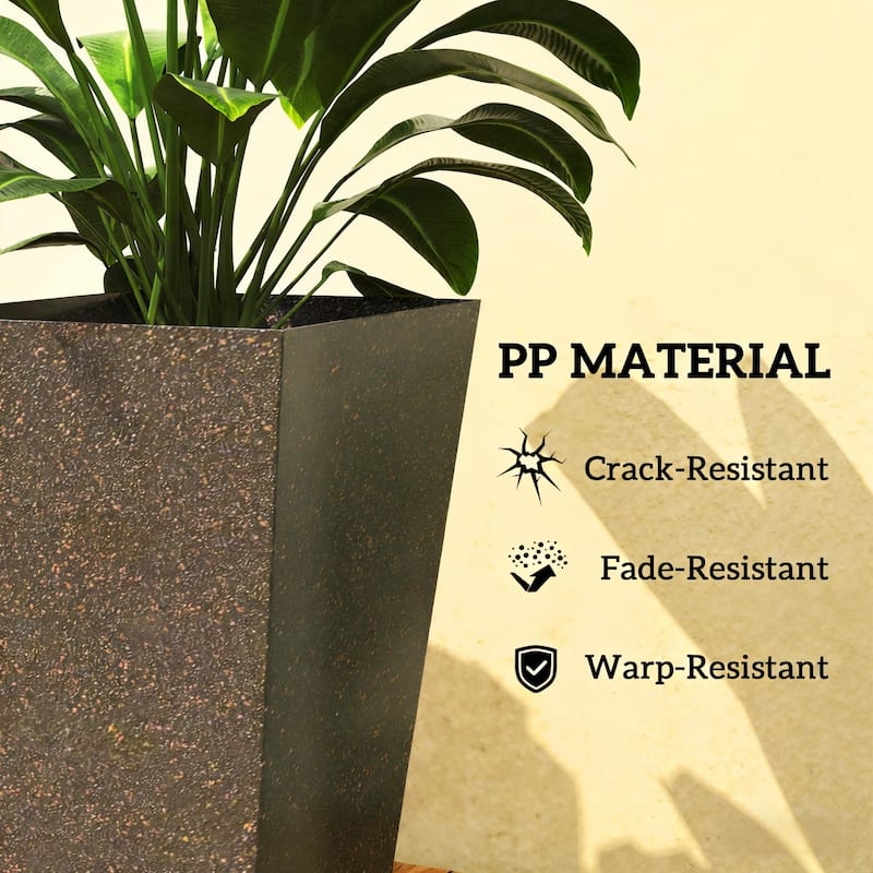 Tall Planters Set of 3, Taper Planters with Drainage Holes for Outdoor Plants