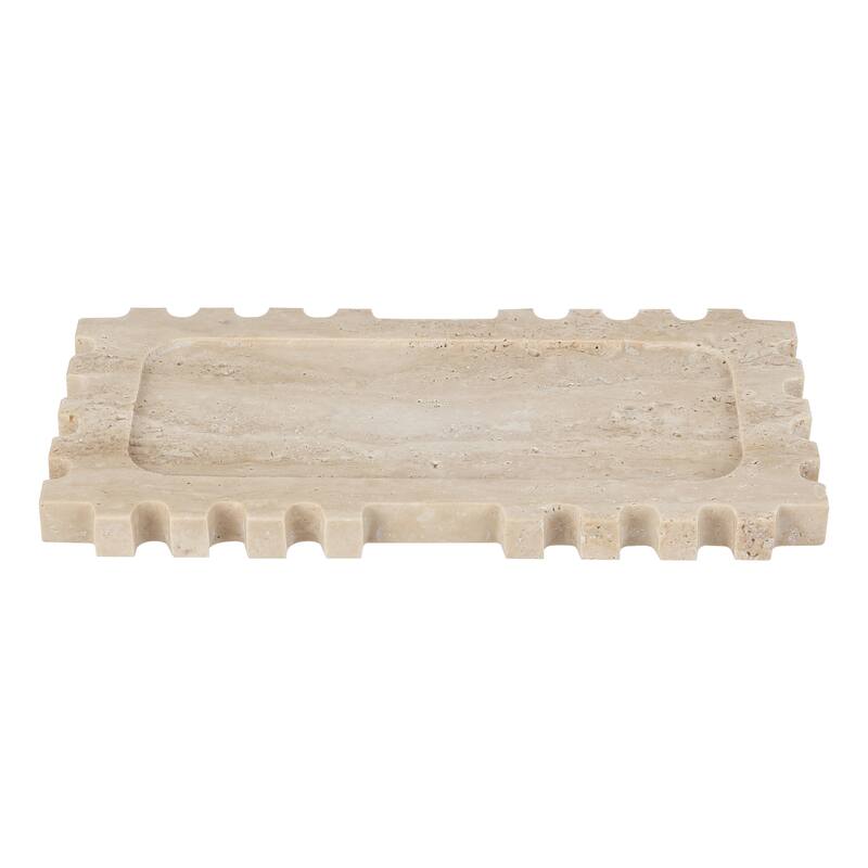 SAFAVIEH Home Lulu Tan Travertine Tray - 12.1"W x 6.1"D x 0.8"H