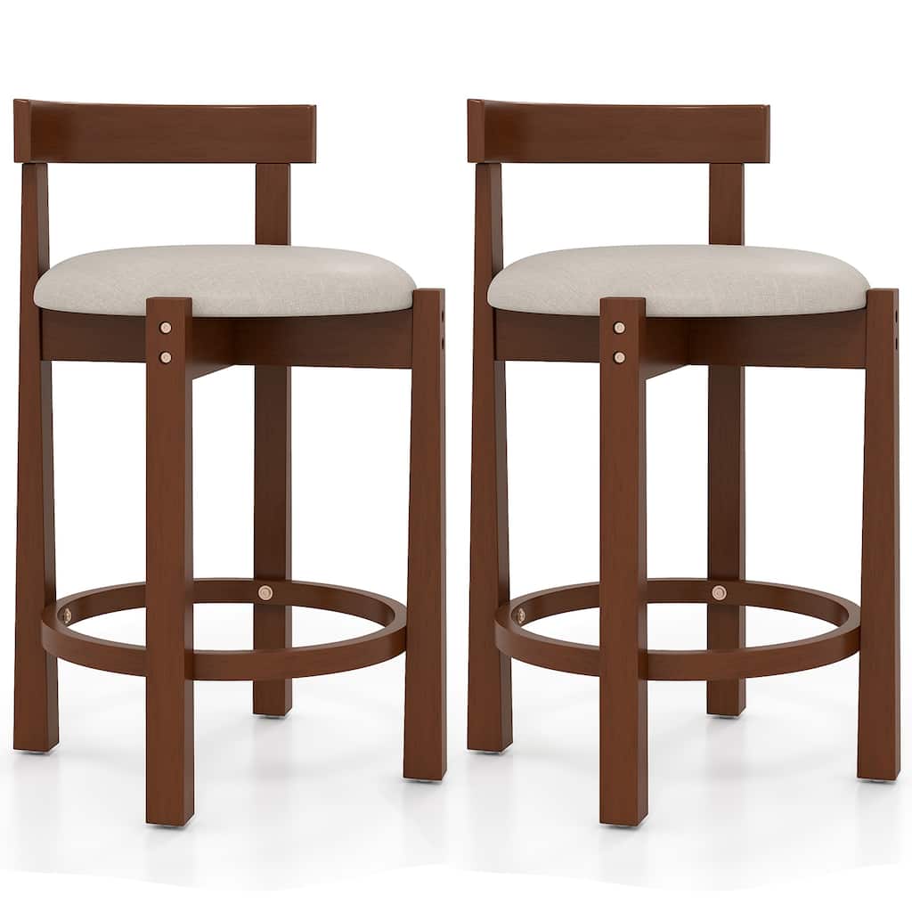 Gymax 24'' Counter Height Bar Stools Set of 2 w/Backrests & Footrests