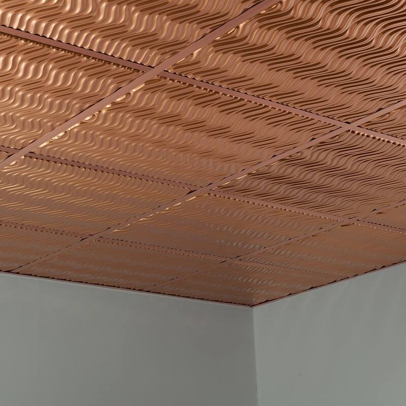 FASÄDE Current Decorative Vinyl 2ft x 2ft Lay in Ceiling Panel in Polished Copper (5 Pack)