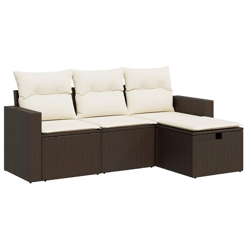 vidaXL Garden Sofa Set Brown PE rattan Large Adjustable Feet - 21.7 x 21.7 x 14.6