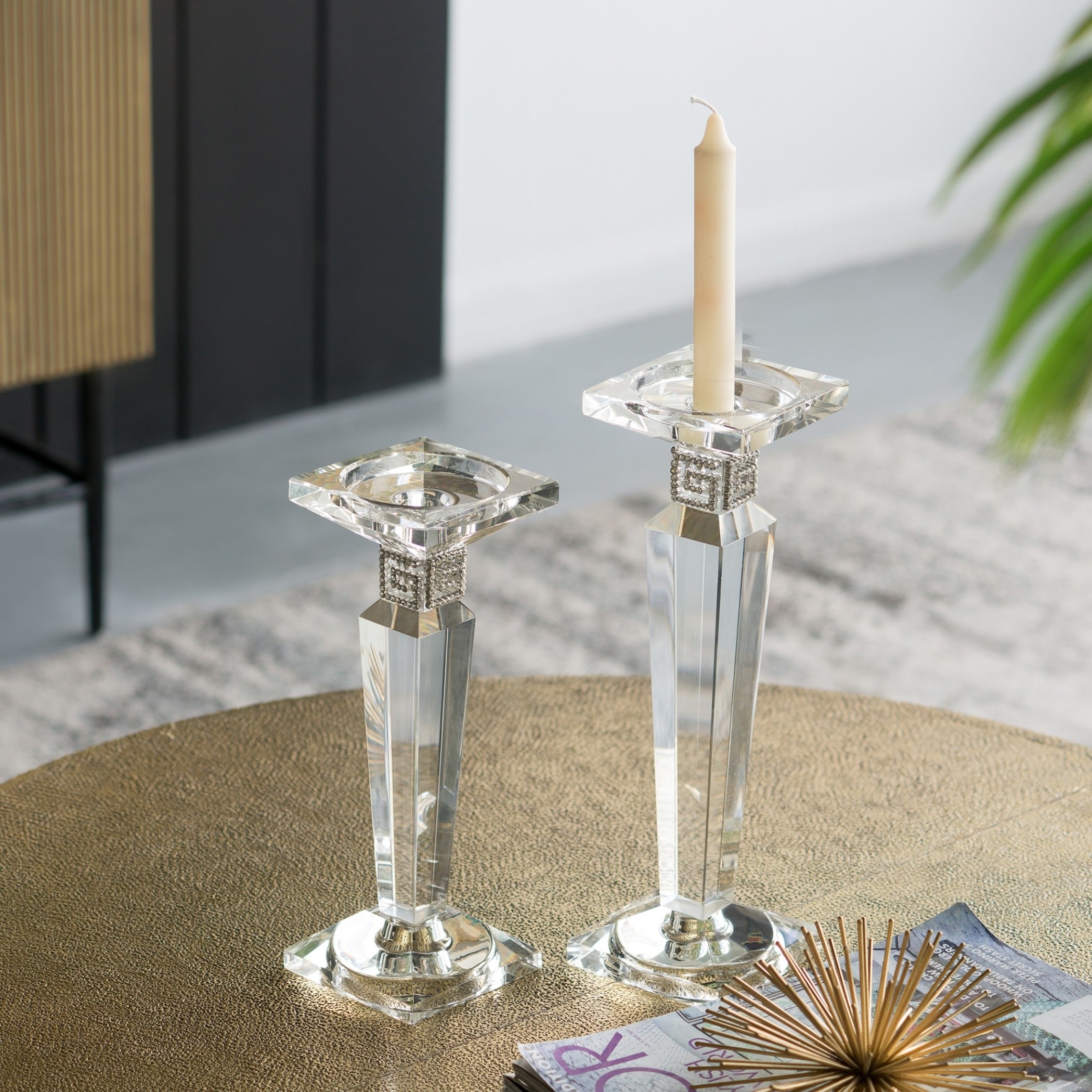 2 Crystal candlestick holders