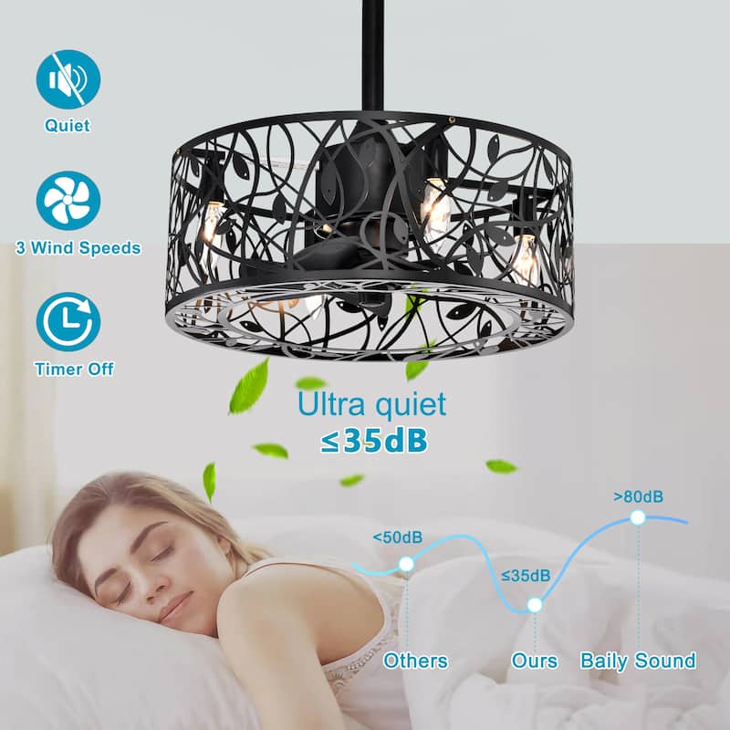 18 in. Smart Indoor Caged Ceiling Fan with Remote Control (Bulb Not Included)
