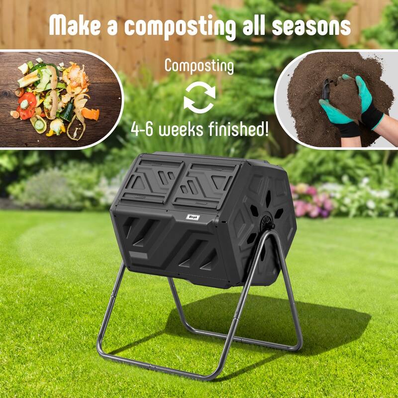 Werph 43 Gallon Dual Chamber Compost Tumbler Bin