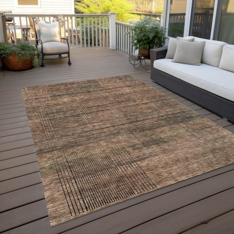 Machine Washable Indoor/ Outdoor Chantille Contemporary Imprints Rug