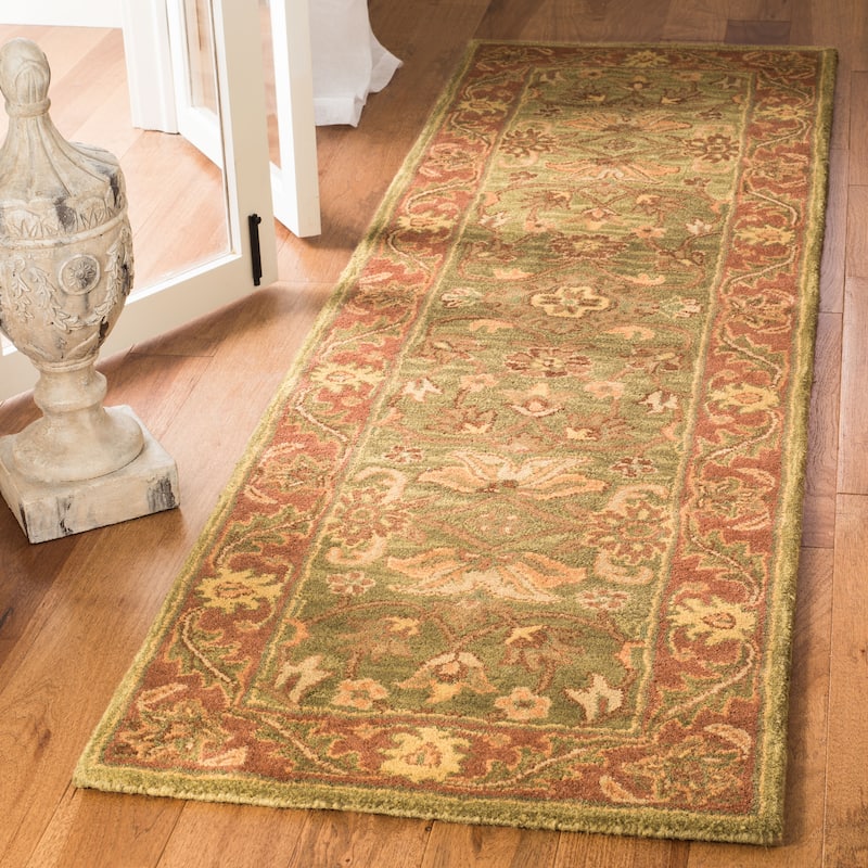 SAFAVIEH Handmade Golden Effie Tomika Traditional Oriental Wool Rug - 2'3" x 12' Runner - Green/Rust
