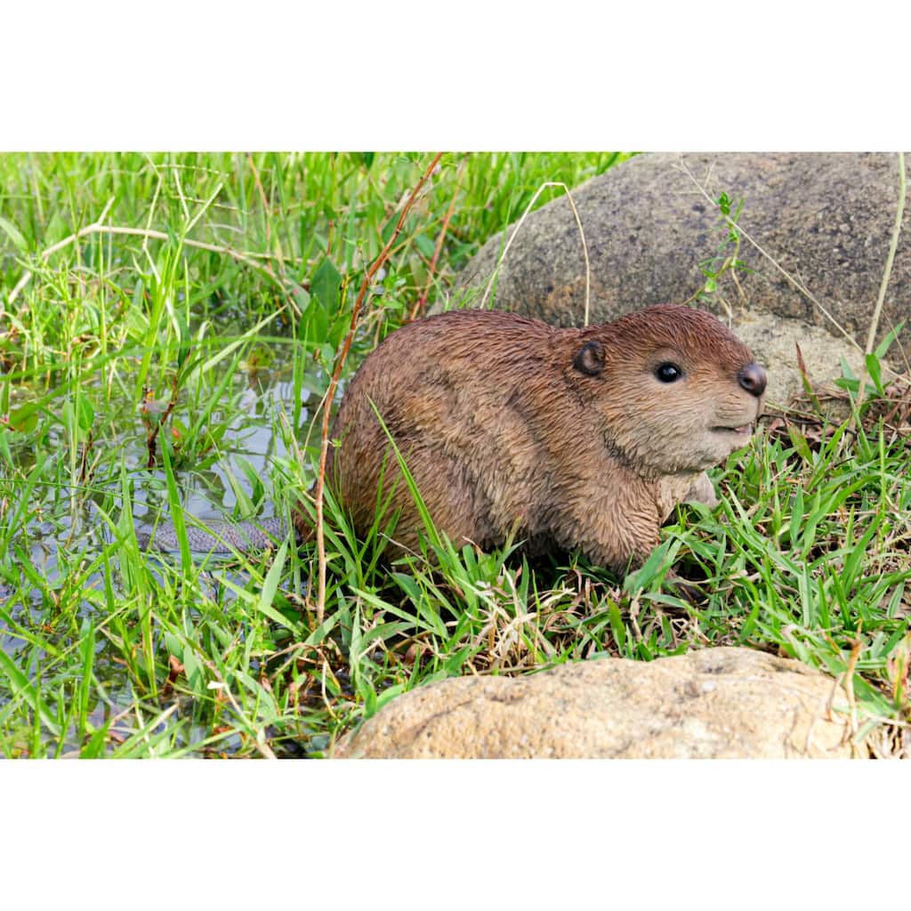 American Beaver Cub Outdoor Garden Statue - 13.75"