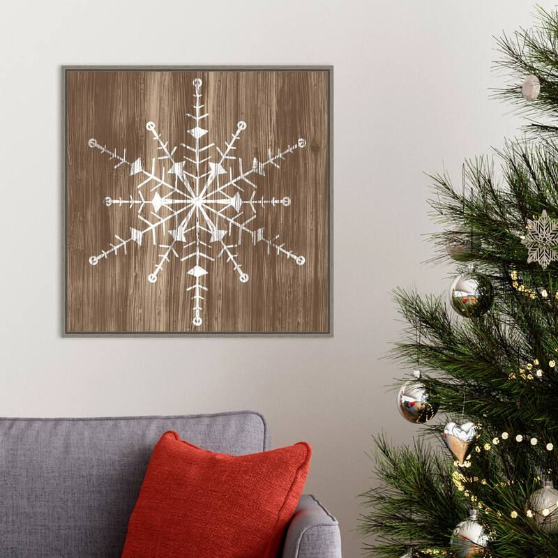 Barnwood Wonderland II Snowflake by June Erica Vess Framed Canvas Wall Art