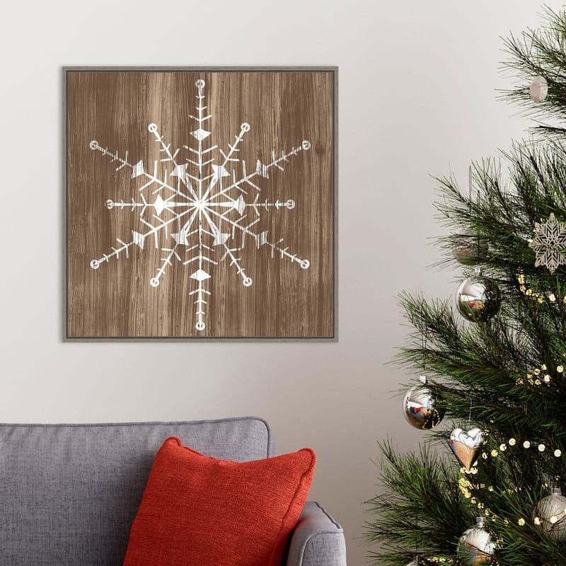 Barnwood Wonderland II Snowflake by June Erica Vess Framed Canvas Wall ...