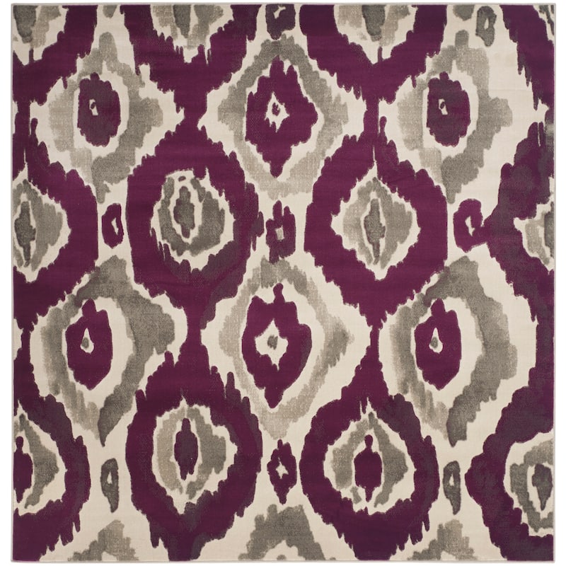 SAFAVIEH Porcello Luzie Modern Rug - 6'7" Square - Ivory/Purple