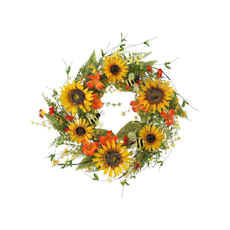 Sunflower & Honeybee Wreath 26"