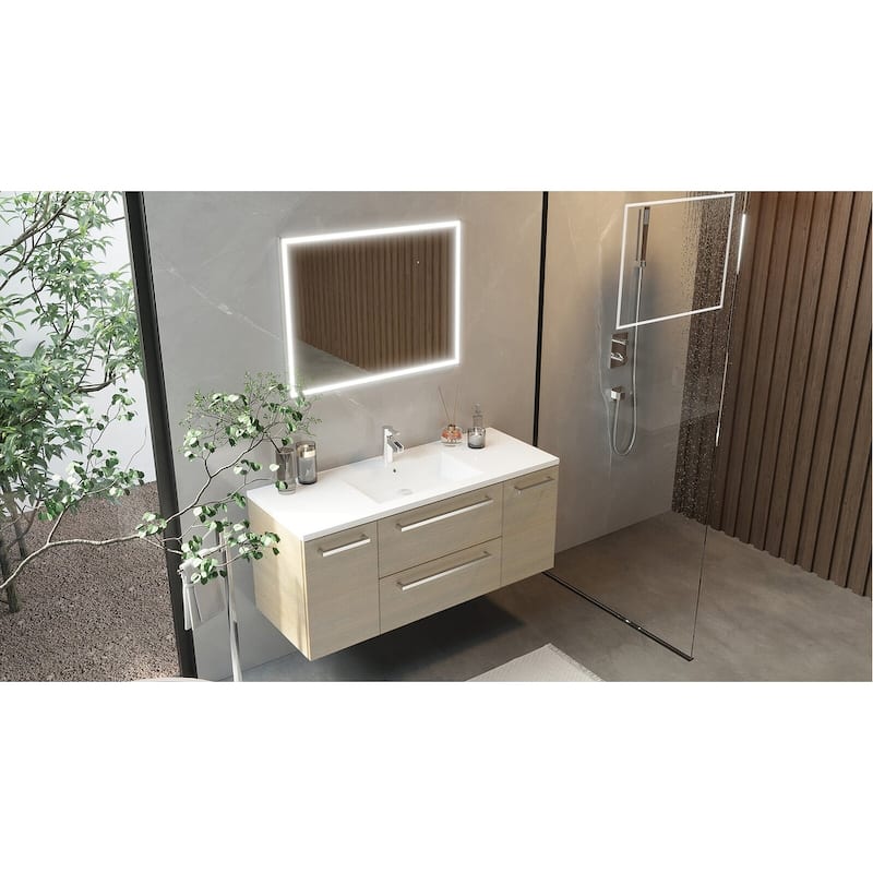 Silhouette Collection 48" Wall Mount Single Sink Bathroom Vanity Cabinet with Doors and Drawers