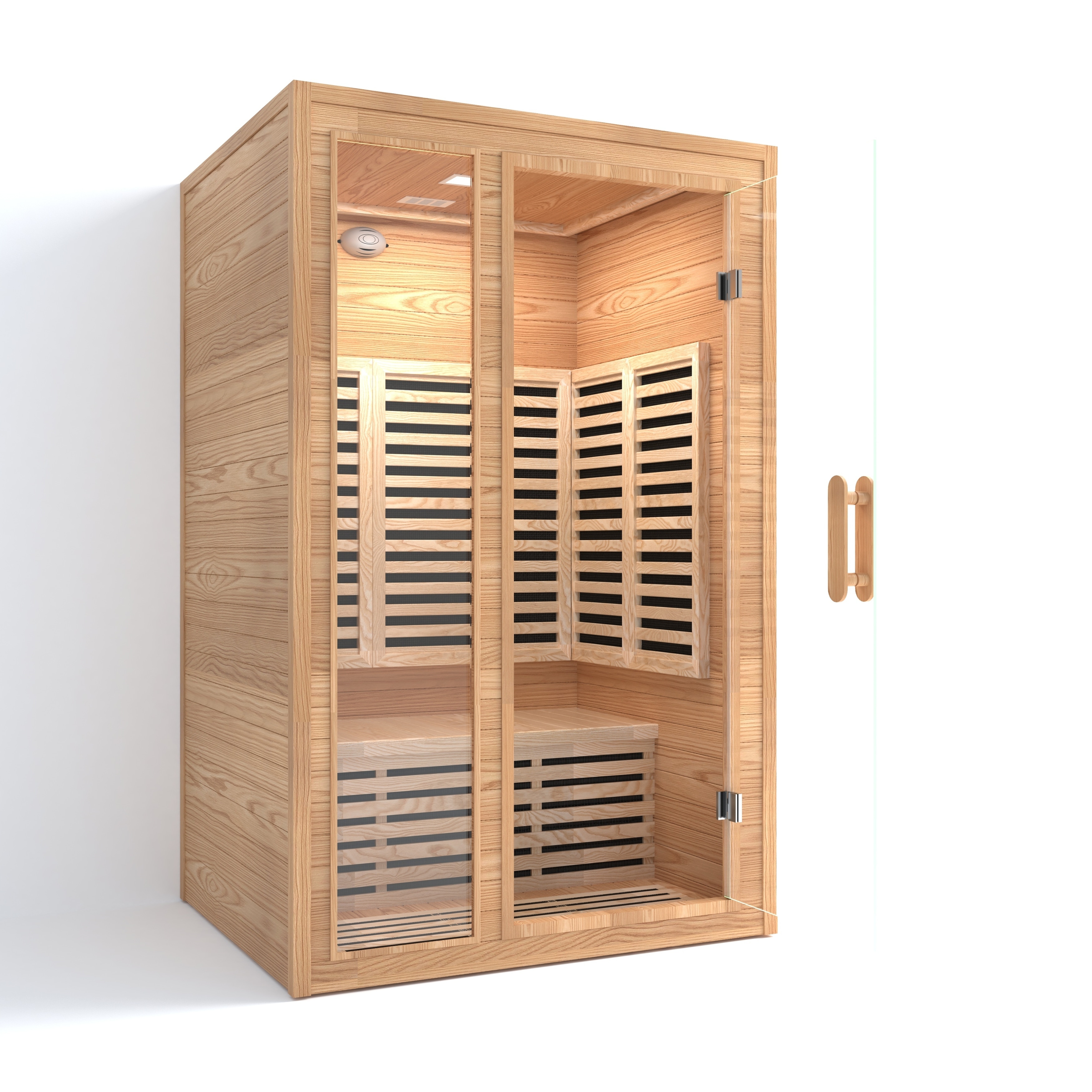 QuivaraView 1-2-person Luxury indoor hemlock wood Infrared Sauna room with Mica heater- 50*42*79”
