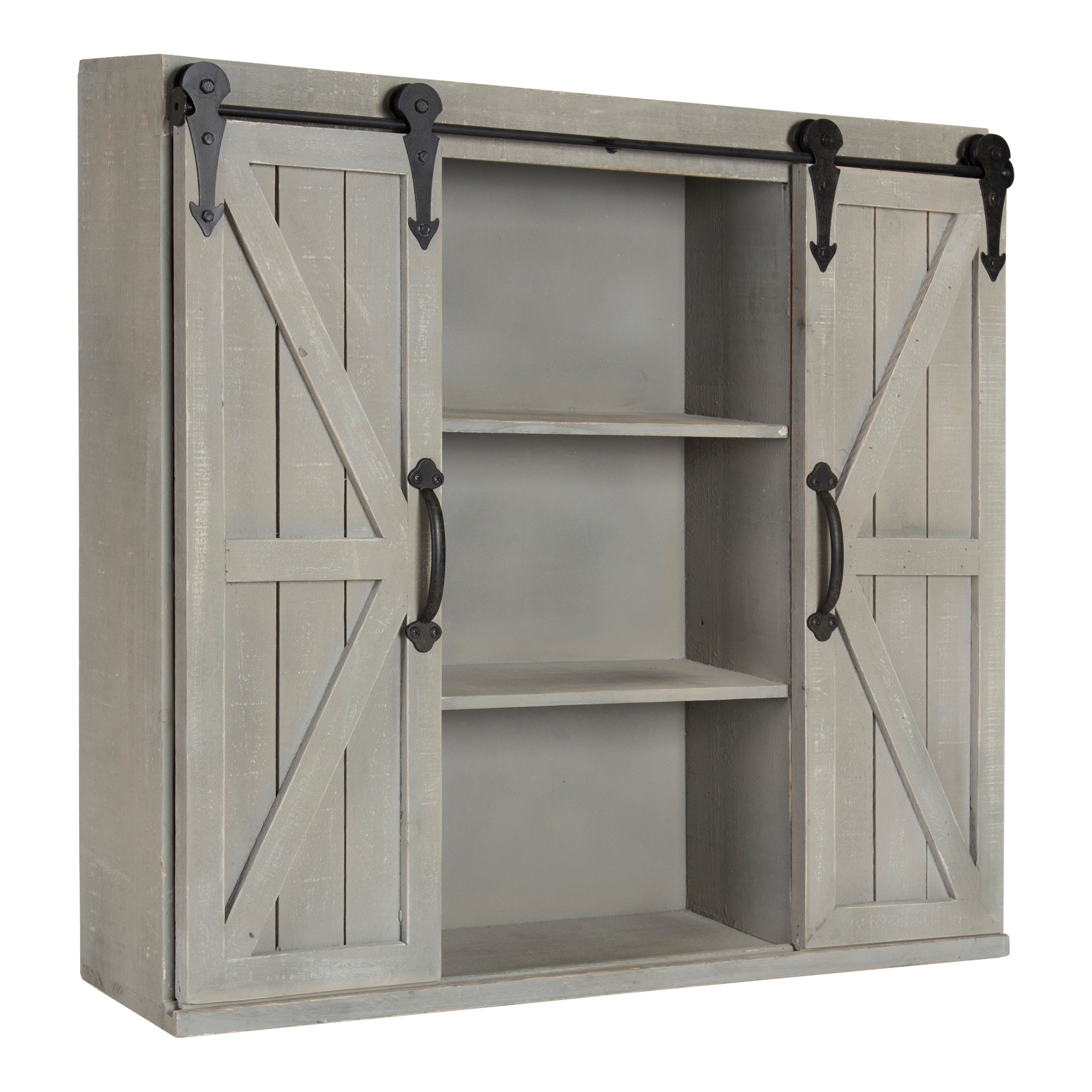 Modern Storage Cabinet with Barn Door Kate and Laurel Skylan Decorative Farmhouse 1-Door Wall Cabinet 22 x 28 White