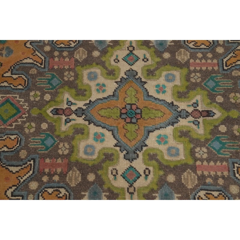 Hand Knotted Oriental 100% Wool Carpet Traditional Floral Oranges & Rust Tabriz Area Rug - 9' 6'' X 6' 5''