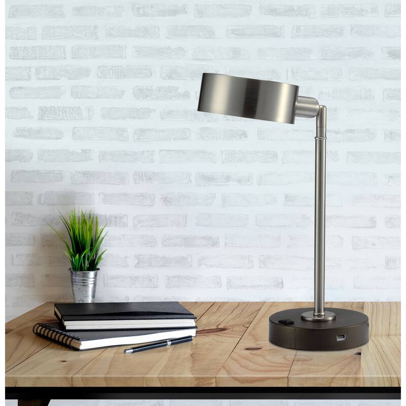 15" LED w/USB Port Desk Lamp (1PC/CTN) (0.37/3.33) - Brushed Nickel
