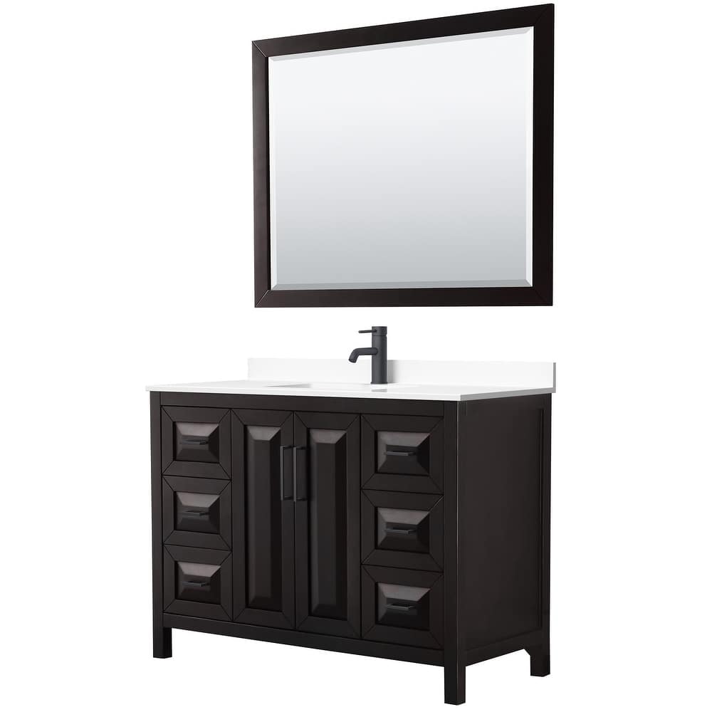 Daria 48 Inch Single Vanity, Cultured Marble Top, 46 Inch Mirror