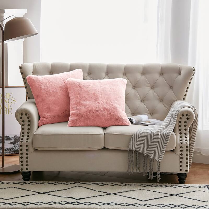 Serenta Heavy Fauxfur Pillow Shell 2 PC Set, NO INSERT - 20" x 20" - Rose Quartz
