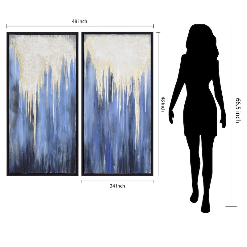Snowy Drip 1&2 Textured Metallic Hand Painted Wall Art by Martin Edwards